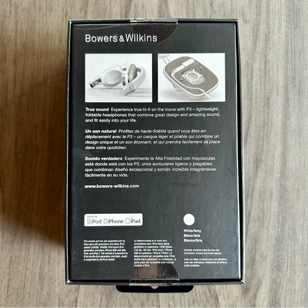 Bowers & Wilkins P3 Headphones - White and Gray - Picture 4 of 9
